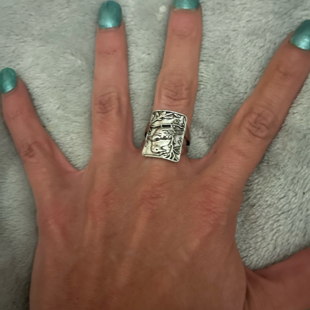 New Womans Princess Jewelry S925 Sterling Silver Handmade Vintage Love Bird Ring - Picture 12 of 13